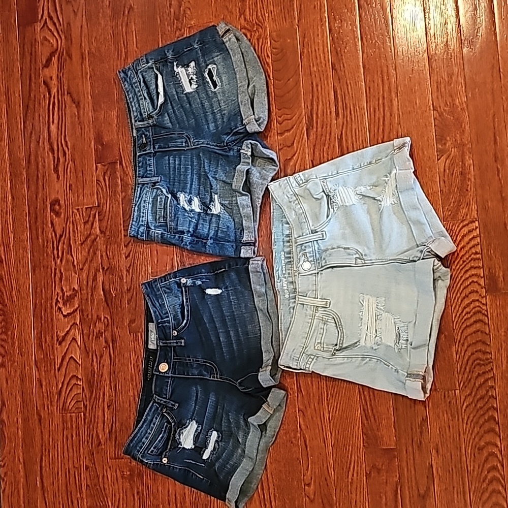 Aeropostale Distress Denim Shorts (3 pairs) size 2- All pairs have some stretch